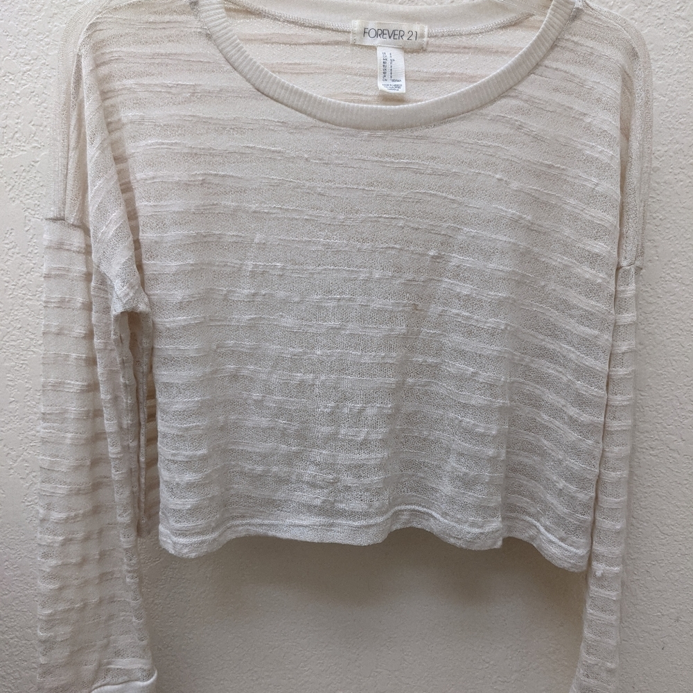 White Long Sleeve Crop Top